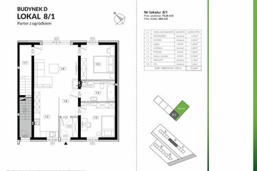 Rzut - Mieszkanie na sprzedaż 3 pokoje o powierzchni 75,2 m² - numer 8/1 w Szczęśliwa Polana