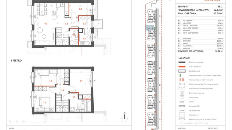 Rzut - Dom na sprzedaż 5 pokoi o powierzchni 92,62 m² - numer 6B.2 w Przystanek Ursus