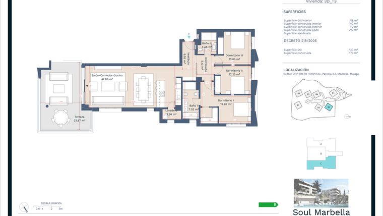 Rzut - Mieszkanie na sprzedaż 3 pokoje o powierzchni 169,47 m² - numer 2541-VI-2-1-C w Soul Marbella Sunshine
