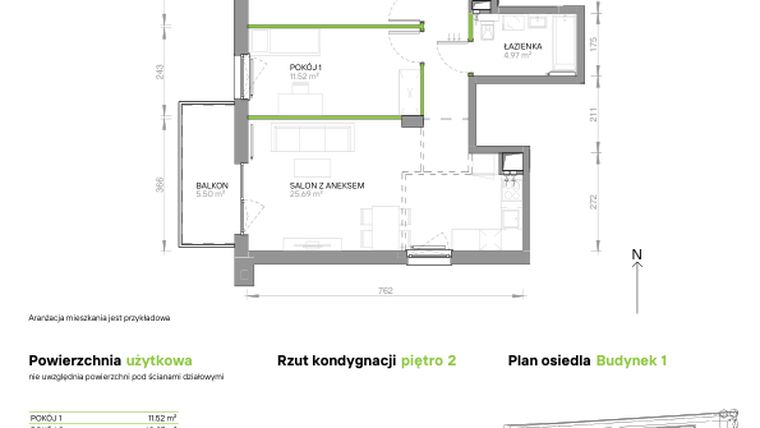 Rzut - Mieszkanie na sprzedaż 3 pokoje o powierzchni 62,7 m² - numer III.2/1/19 w Via Flora