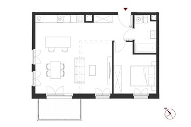 Rzut - Mieszkanie na sprzedaż 2 pokoje o powierzchni 55,55 m² - numer A.1.7 w Apartamenty Symfonia