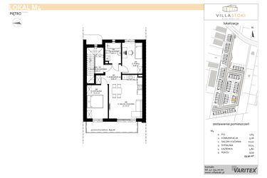 Rzut - Mieszkanie na sprzedaż 3 pokoje o powierzchni 53,92 m² - numer M4 w Villa Stoki (mieszkania)