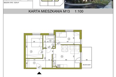 Rzut - Mieszkanie na sprzedaż 3 pokoje o powierzchni 58,66 m² - numer M13 w Kameralna Golikówka