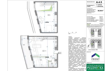 Rzut - Mieszkanie na sprzedaż 3 pokoje o powierzchni 88,81 m² - numer A.4.5. w Apartamenty Płużnicka