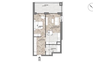 Rzut - Mieszkanie na sprzedaż 2 pokoje o powierzchni 52,26 m² - numer 38 w Apartamenty Czysta