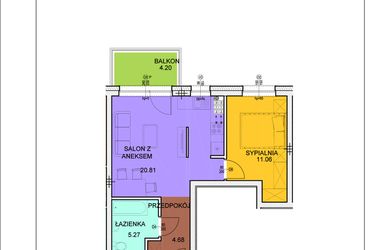 Rzut - Mieszkanie na sprzedaż 2 pokoje o powierzchni 41,82 m² - numer A19 w Osiedle Zuchów