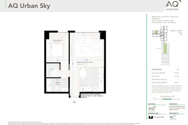 Rzut - Mieszkanie na sprzedaż 1 pokój o powierzchni 56 m² - numer 2-28-d w AQ Urban Sky