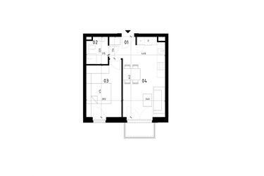 Rzut - Mieszkanie na sprzedaż 2 pokoje o powierzchni 38,53 m² - numer 15 w Traugutta
