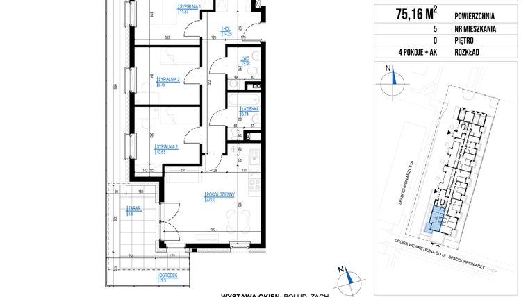 Rzut - Mieszkanie na sprzedaż 4 pokoje o powierzchni 75,16 m² - numer 5 w Vieniava edycja druga