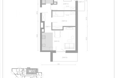 Rzut - Mieszkanie na sprzedaż 3 pokoje o powierzchni 54,53 m² - numer M11 w Apartamenty Casa Sole