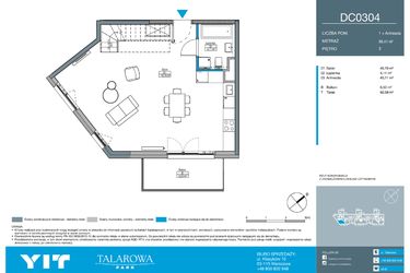 Rzut - Mieszkanie na sprzedaż 2 pokoje o powierzchni 89,41 m² - numer DC0304 w Talarowa Park II
