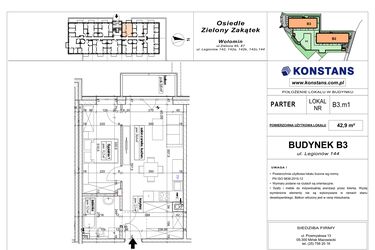 Rzut - Mieszkanie na sprzedaż 2 pokoje o powierzchni 42,9 m² - numer B3.1 w Osiedle Zielony Zakątek- etap II