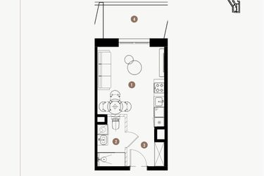 Rzut - Mieszkanie na sprzedaż 1 pokój o powierzchni 25,57 m² - numer 3.18 w WIMA APARTMENTS