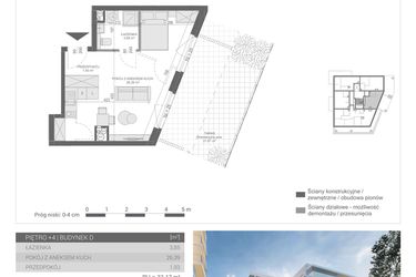 Rzut - Mieszkanie na sprzedaż 1 pokój o powierzchni 32,17 m² - numer M-27 w Unikat Apartamenty D