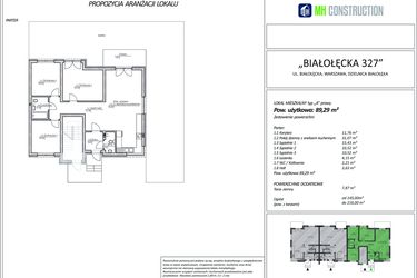 Rzut - Mieszkanie na sprzedaż 4 pokoje o powierzchni 89,29 m² - numer 5A w Białołęcka 327