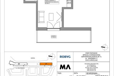 Rzut - Mieszkanie na sprzedaż 1 pokój o powierzchni 28,84 m² - numer PPO/P/B/8/1 w Port Popowice bud. M i P
