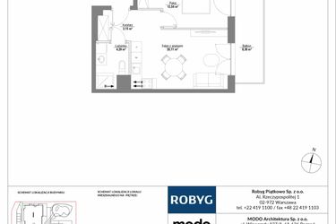 Rzut - Mieszkanie na sprzedaż 2 pokoje o powierzchni 40,05 m² - numer H3_2M04 w Piątkowo Residence etap II