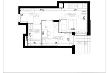 Rzut - Mieszkanie na sprzedaż 2 pokoje o powierzchni 36,42 m² - numer 1.1 w Ogrody Wiślane etap VI