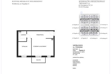 Rzut - Mieszkanie na sprzedaż 2 pokoje o powierzchni 47,79 m² - numer 2C - 3C w Zielona Lutynia