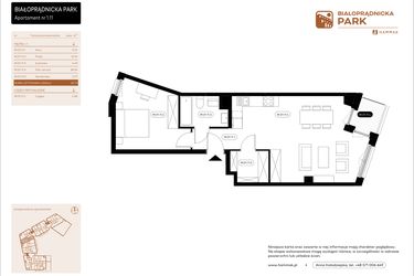 Rzut - Mieszkanie na sprzedaż 2 pokoje o powierzchni 55,73 m² - numer 1.11 w Białoprądnicka Park