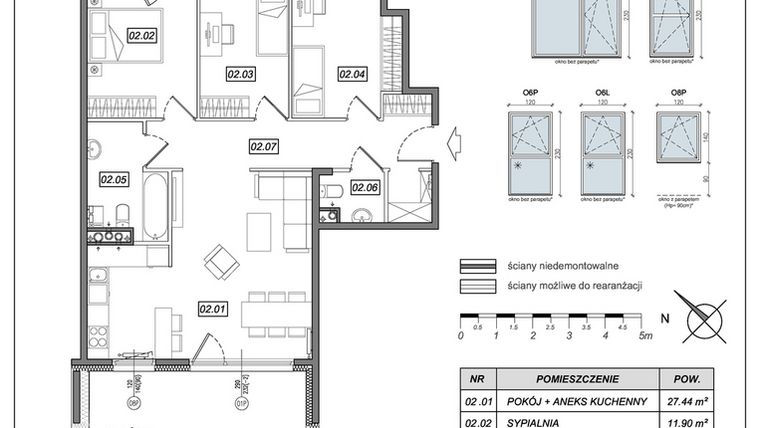 Rzut - Mieszkanie na sprzedaż 4 pokoje o powierzchni 81,03 m² - numer 8.B.02 w Urzeka bud. 8