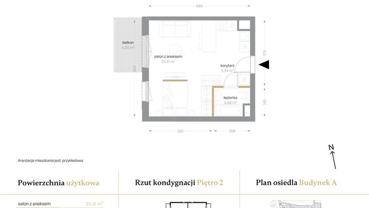 Rzut - Mieszkanie na sprzedaż 1 pokój o powierzchni 30,33 m² - numer A/21 w Królowej Jadwigi