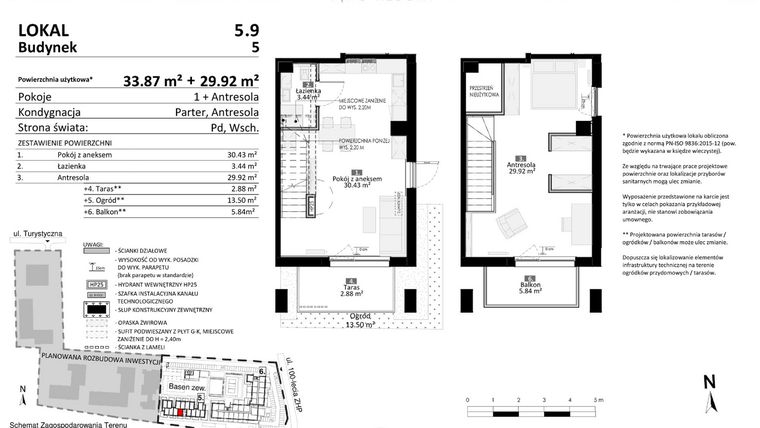 Rzut - Mieszkanie na sprzedaż 2 pokoje o powierzchni 63,79 m² - numer 5.09 w Pino Resort