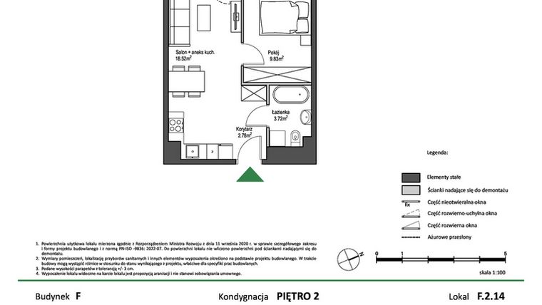 Rzut - Mieszkanie na sprzedaż 2 pokoje o powierzchni 34,85 m² - numer F.2.14 w Nowy Świat Ostoja etap II - EFG