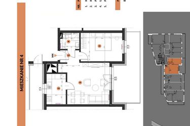 Rzut - Mieszkanie na sprzedaż 2 pokoje o powierzchni 50,78 m² - numer 4 w Buraczana 27