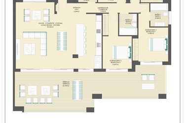 Rzut - Mieszkanie na sprzedaż 5 pokoi o powierzchni 177 m² - numer B22C w Arrecife by UrbinCasa