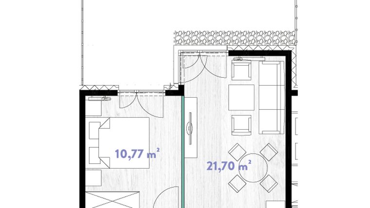 Rzut - Mieszkanie na sprzedaż 2 pokoje o powierzchni 40,45 m² - numer A.00.03 w Do Wilgi