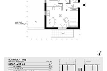 Rzut - Mieszkanie na sprzedaż 2 pokoje o powierzchni 43,42 m² - numer 4.1 w Jasieny