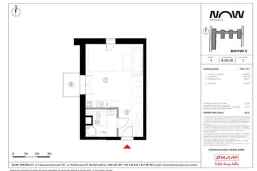 Rzut - Mieszkanie na sprzedaż 1 pokój o powierzchni 35,14 m² - numer E.02.10 w NOW