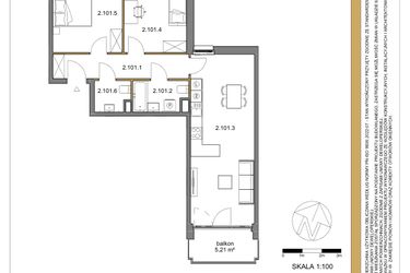 Rzut - Mieszkanie na sprzedaż 3 pokoje o powierzchni 67,29 m² - numer 101 w Osiedle Sfera etap II