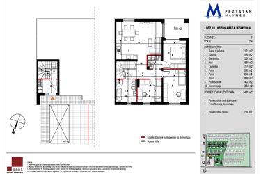 Rzut - Mieszkanie na sprzedaż 4 pokoje o powierzchni 85,4 m² - numer 7.4 w Przystań Młynek