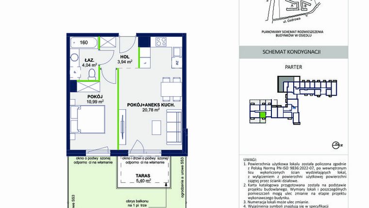 Rzut - Mieszkanie na sprzedaż 2 pokoje o powierzchni 39,75 m² - numer 69 w Wolne Miasto etap VII