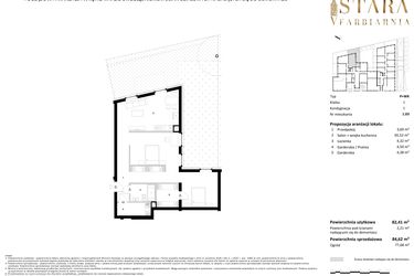 Rzut - Mieszkanie na sprzedaż 1 pokój o powierzchni 84,62 m² - numer 1.03 w Stara Farbiarnia