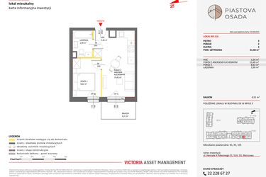 Rzut - Mieszkanie na sprzedaż 2 pokoje o powierzchni 31,48 m² - numer E.116 w Piastova Osada