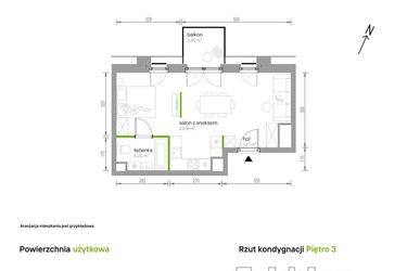 Rzut - Mieszkanie na sprzedaż 1 pokój o powierzchni 39,1 m² - numer 3/A/09 w Kijowska Vita