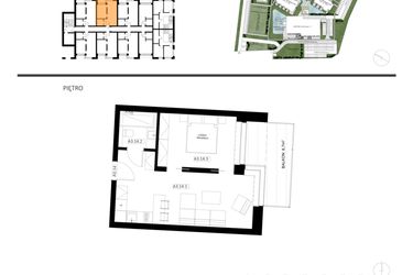 Rzut - Mieszkanie na sprzedaż 2 pokoje o powierzchni 39,28 m² - numer A3.14 w Apartamenty Dźwirzyno