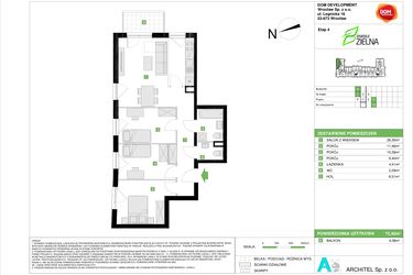 Rzut - Mieszkanie na sprzedaż 4 pokoje o powierzchni 72,45 m² - numer A.19 w Osiedle Zielna IV
