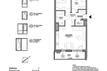 Rzut - Mieszkanie na sprzedaż 3 pokoje o powierzchni 64,04 m² - numer D.1.5.6 w Rumia Centralna