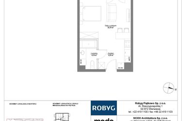 Rzut - Mieszkanie na sprzedaż 1 pokój o powierzchni 31,22 m² - numer 2M13 w Początek Piątkowo bud. F