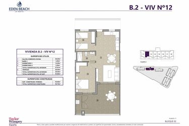 Rzut - Mieszkanie na sprzedaż 2 pokoje o powierzchni 65,56 m² - numer 12 w Eden Beach 2