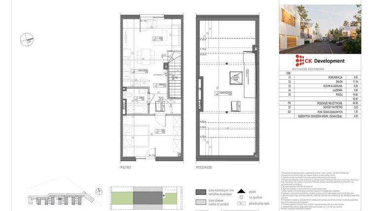 Rzut - Mieszkanie na sprzedaż 3 pokoje o powierzchni 45,4 m² - numer D.3B w Nova Wola Park