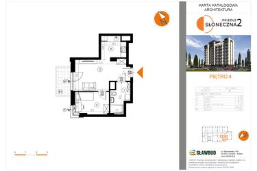 Rzut - Mieszkanie na sprzedaż 2 pokoje o powierzchni 35,05 m² - numer 38 w Osiedle Słoneczna etap 2