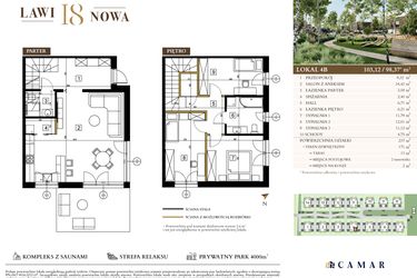 Rzut - Mieszkanie na sprzedaż 4 pokoje o powierzchni 98,37 m² - numer 4B w Lawinowa 18