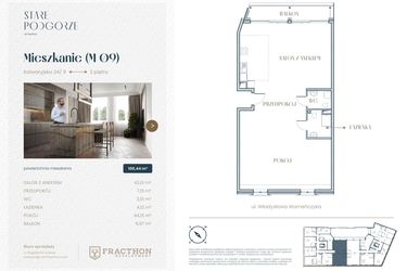 Rzut - Mieszkanie na sprzedaż 1 pokój o powierzchni 100,44 m² - numer M.9 w Stare Podgórze