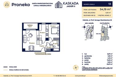 Rzut - Mieszkanie na sprzedaż 2 pokoje o powierzchni 54,19 m² - numer B2_1M04 w Kaskada Jasień - etap II