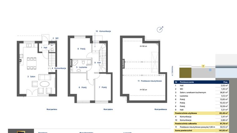 Rzut - Dom na sprzedaż 4 pokoje o powierzchni 91,78 m² - numer 7 w Nova Zabielska 2